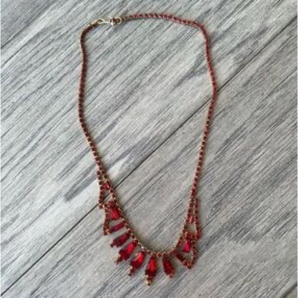 Red Crystal Statement Necklace - Women's Jewelry